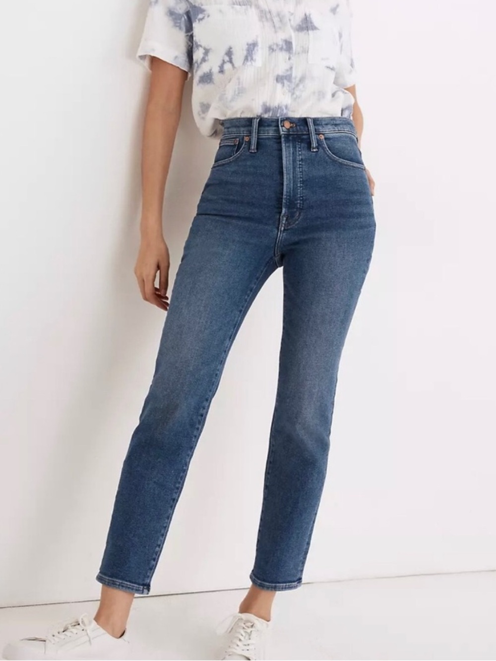 Madewell Dark Blue High-Rise Straight-Leg Jeans
